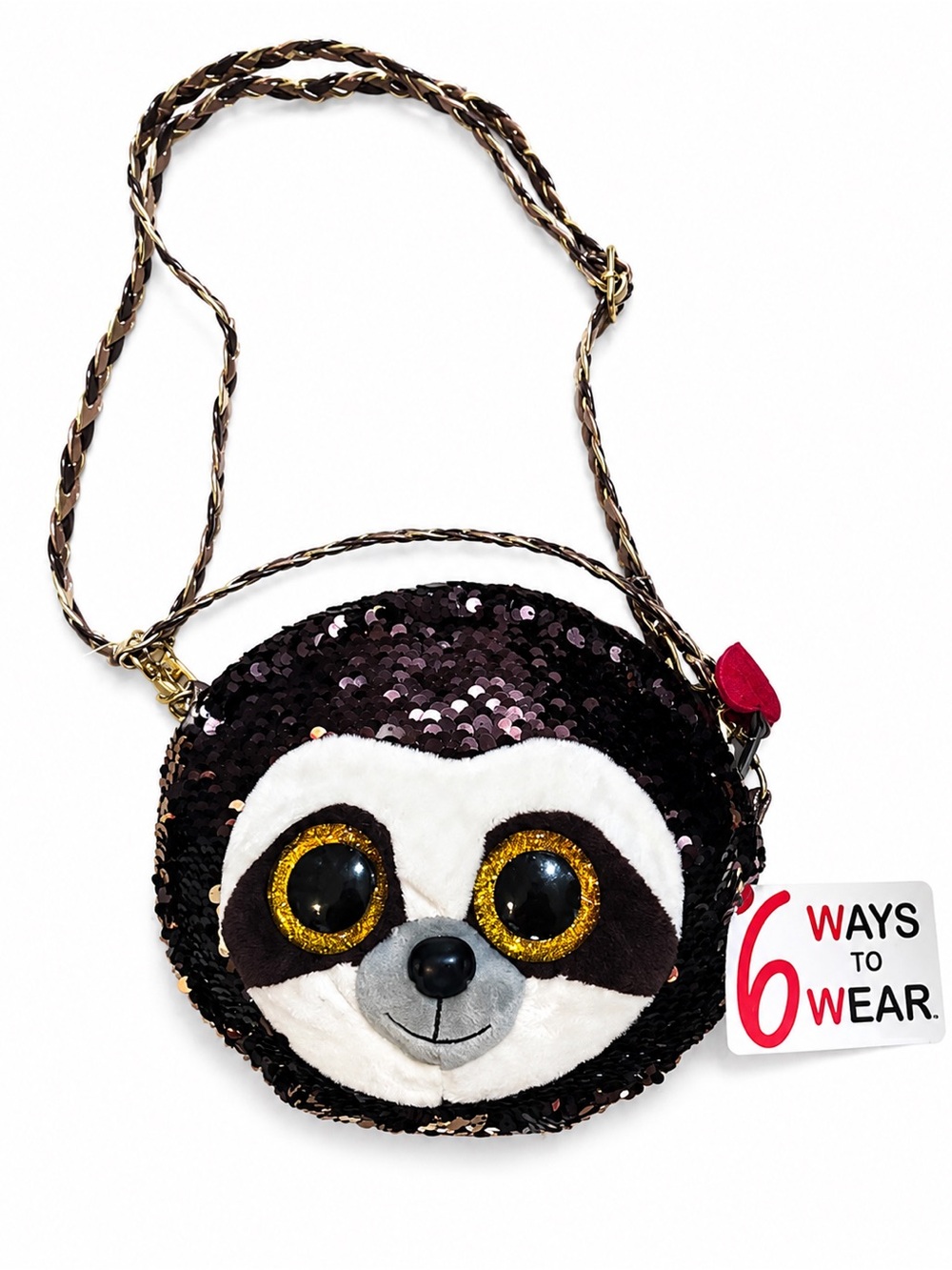 Ty Beanie Boo Sequin Sloth Crossbody Bag NWT